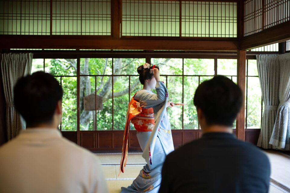 Guests watching a private maiko dance performance in Kyoto